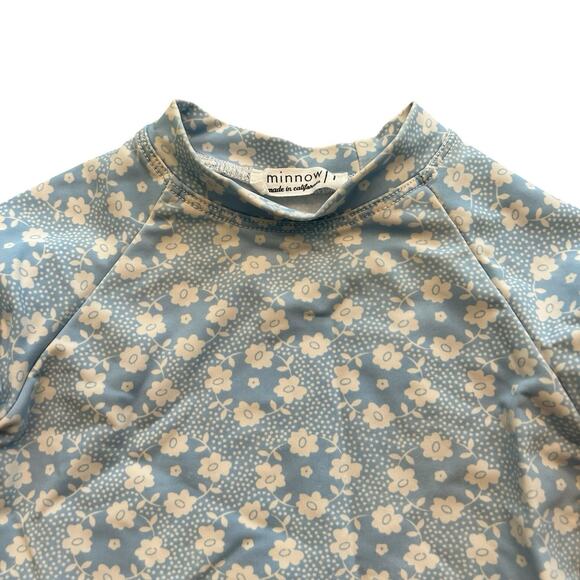 Minnow Swim Shirt Size 1 Blue Floral Girls Longsleeve Rash Guard Sun Block (4) - Picture 4 of 8